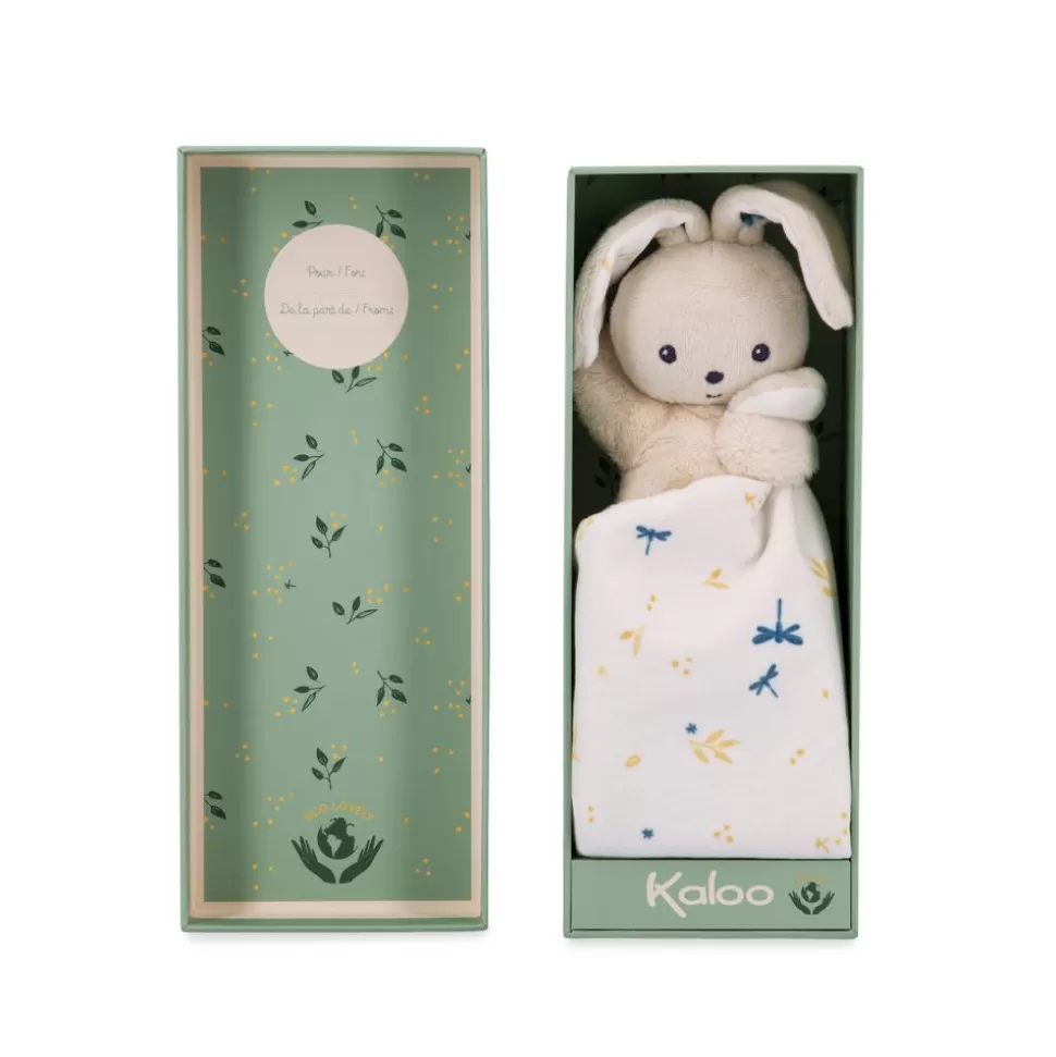 Kaloo Doudou Bio^Doudou Lapin Carre Douceur Blanc Delicat