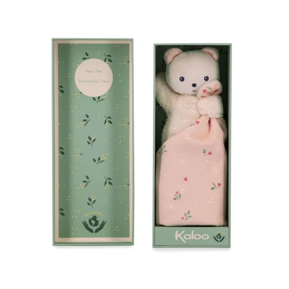 Kaloo Doudou Rose^Doudou Ours Carre Douceur Feuilles D'Amour